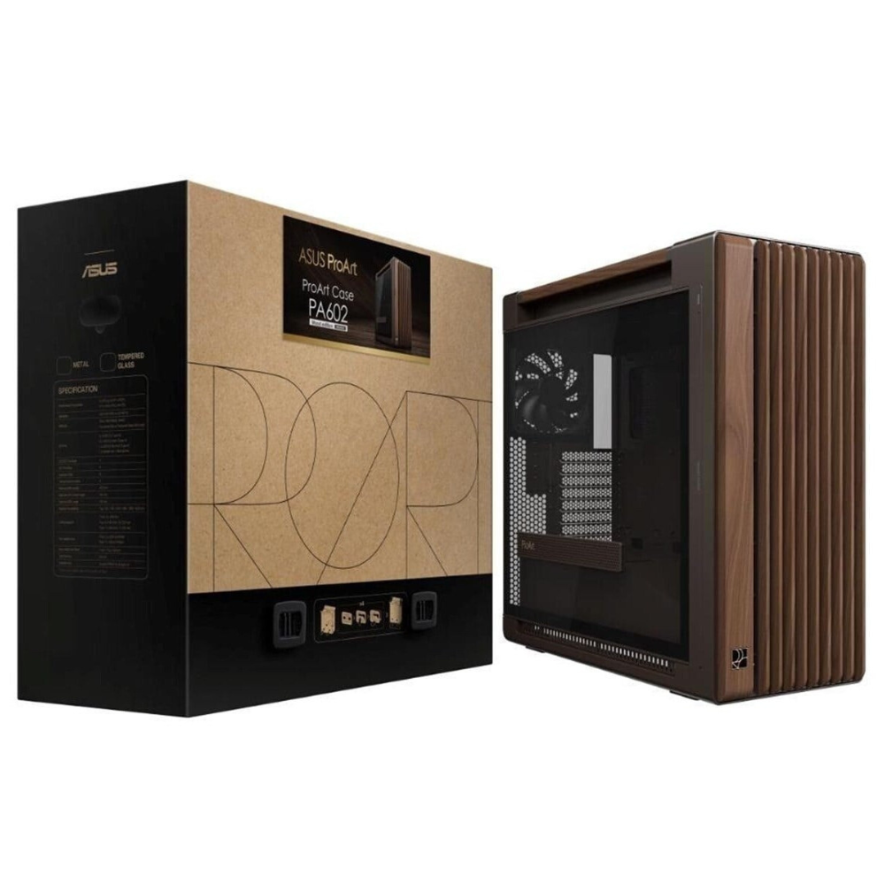 Gabinete Asus Proart PA602 Walnut Wood Tg Pwm Retro Brown