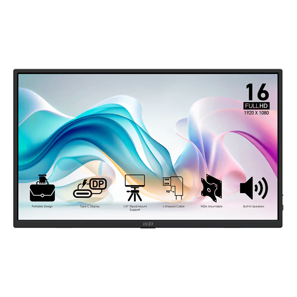Monitor Portátil MSI PRO MP165 E6 16", Full HD, 1920x1080.