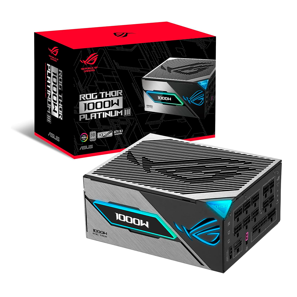 Fuente De Poder Asus ROG Thor 1000W, 80 Plus Platino, ARGB, Pantalla OLED.