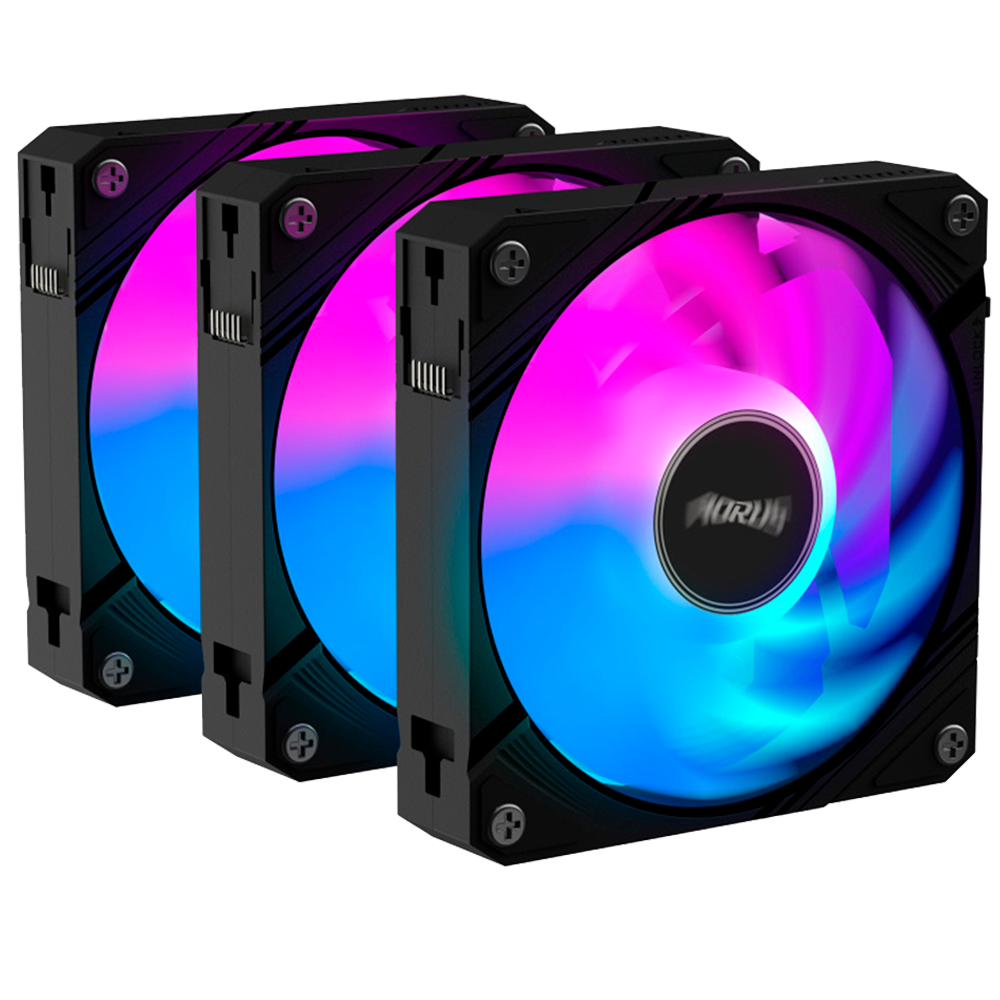 Kit de 3 Ventiladores AORUS EZ CHAIN FAN 120- 2000RPM- RGB- Negro