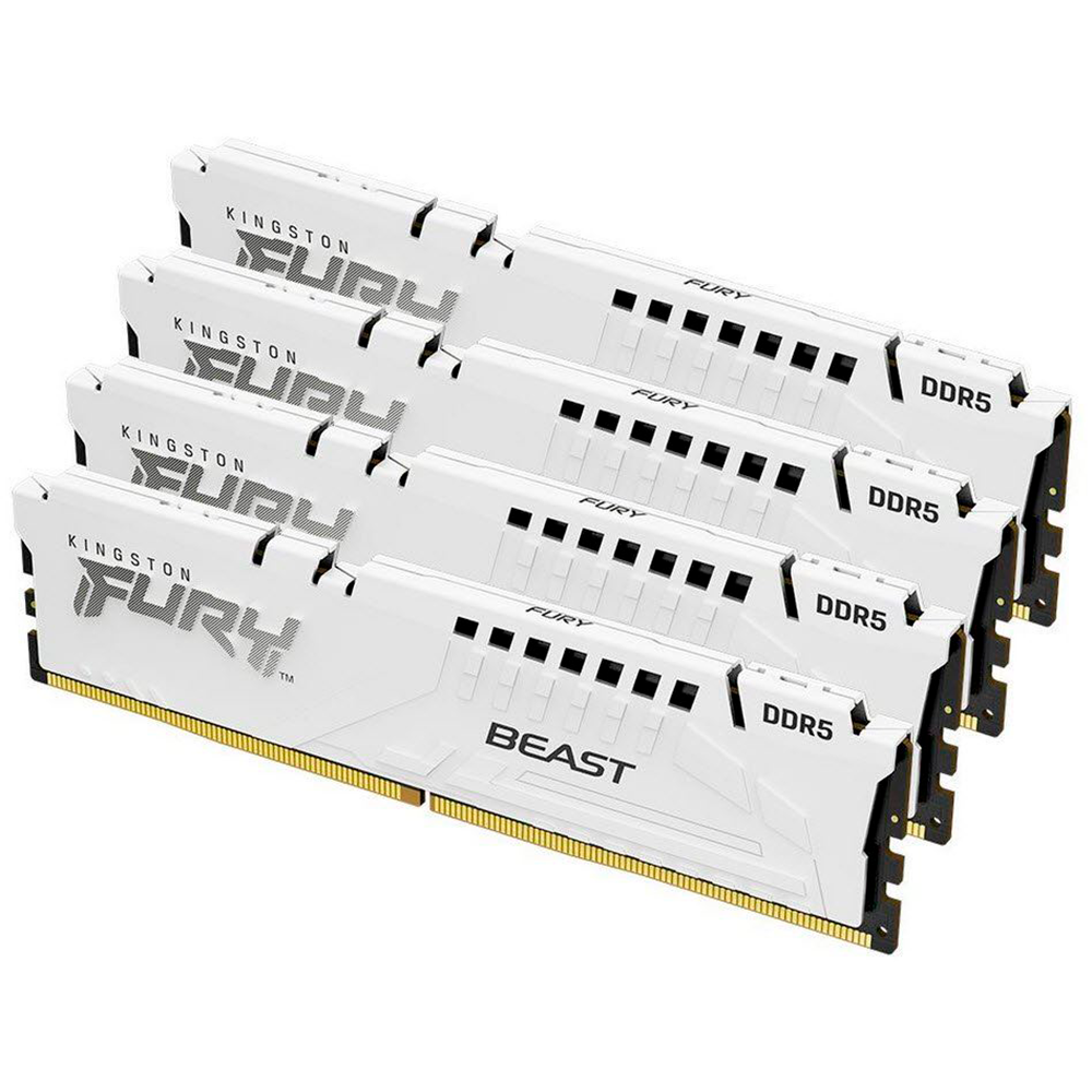 Memoria RAM DIMM Kingston Fury Beast 64GB 4x16 GB DDR5 5600Mts CL40 Blanca