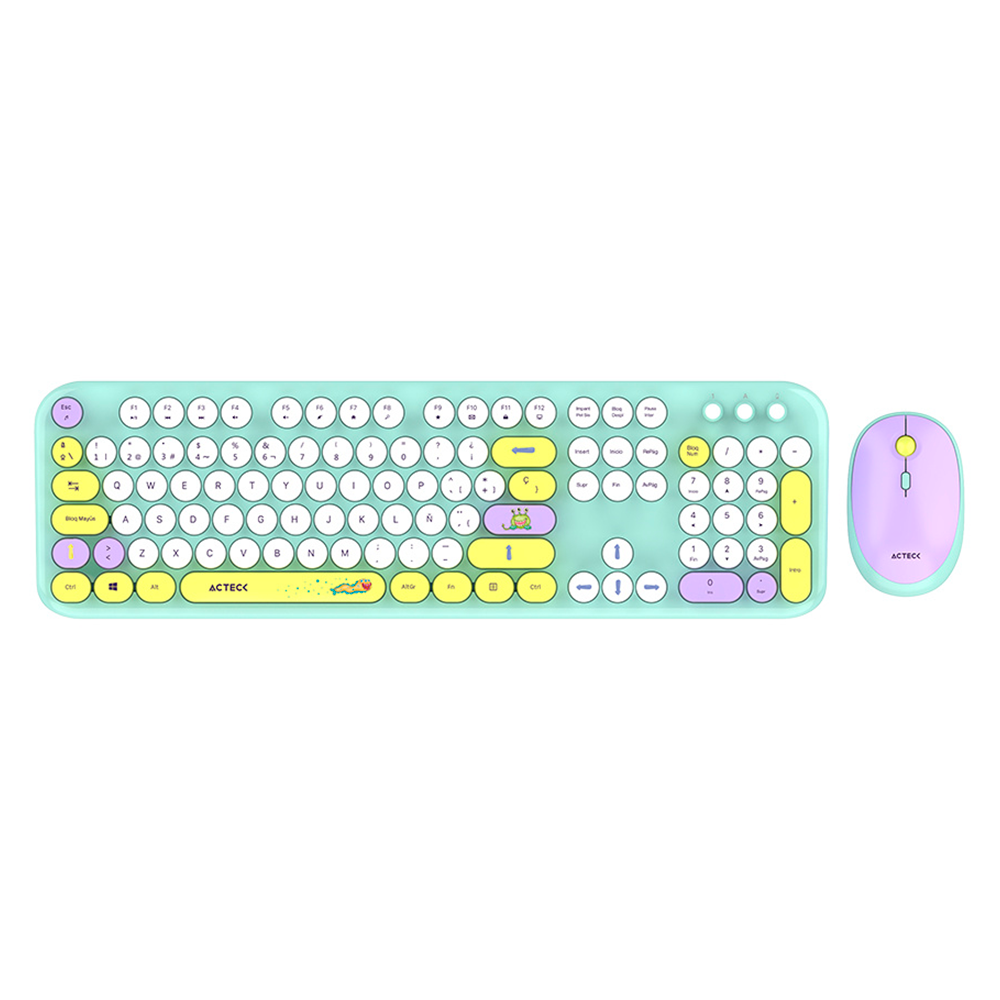 Kit De Teclado Y Mouse Acteck Creator Chic K- Colors MK485 Inalambrico - Multicolor