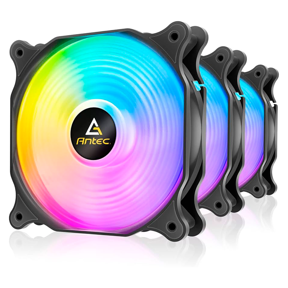 Kit 3 Ventiladores ANTEC F12 RACING 120mm Led RGB - Negro