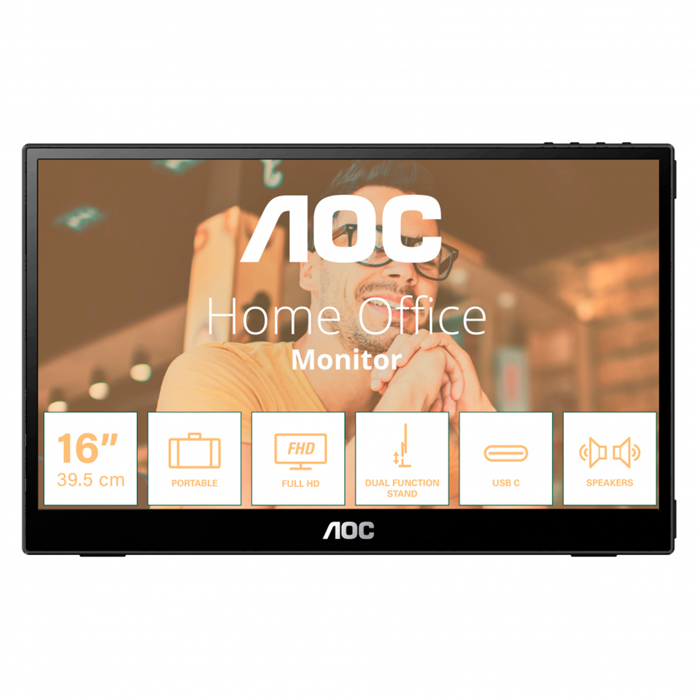 Monitor Portatil AOC 16T3E 15-6"- Resolucion 1920x1080 Full HD- 60Hz- Panel IPS - Requiere salida USB C