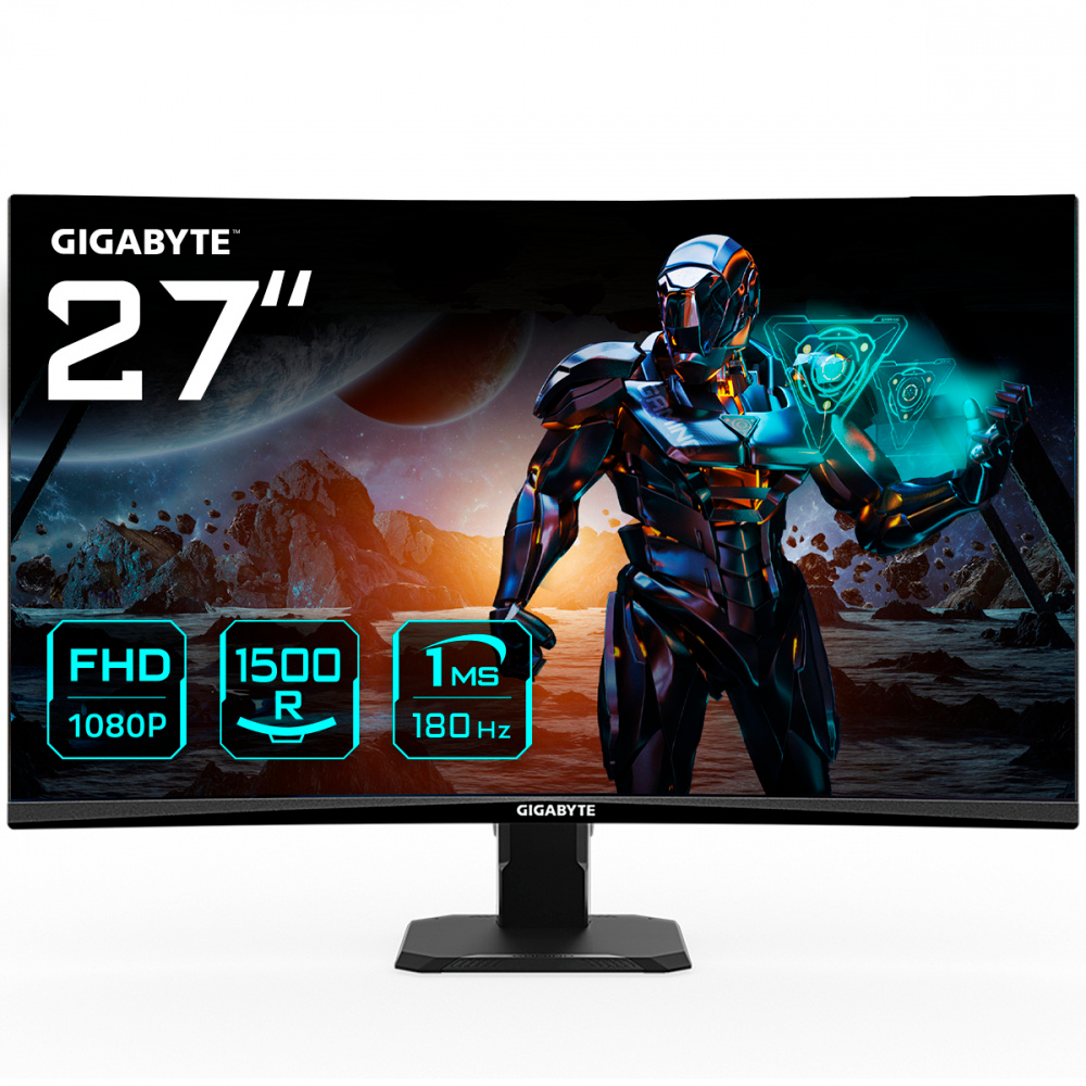 Monitor Curvo Gamer GIGABYTE GS27FC 27"- Resolucion 1920x1080 Full HD- 180Hz- Panel VA 1ms