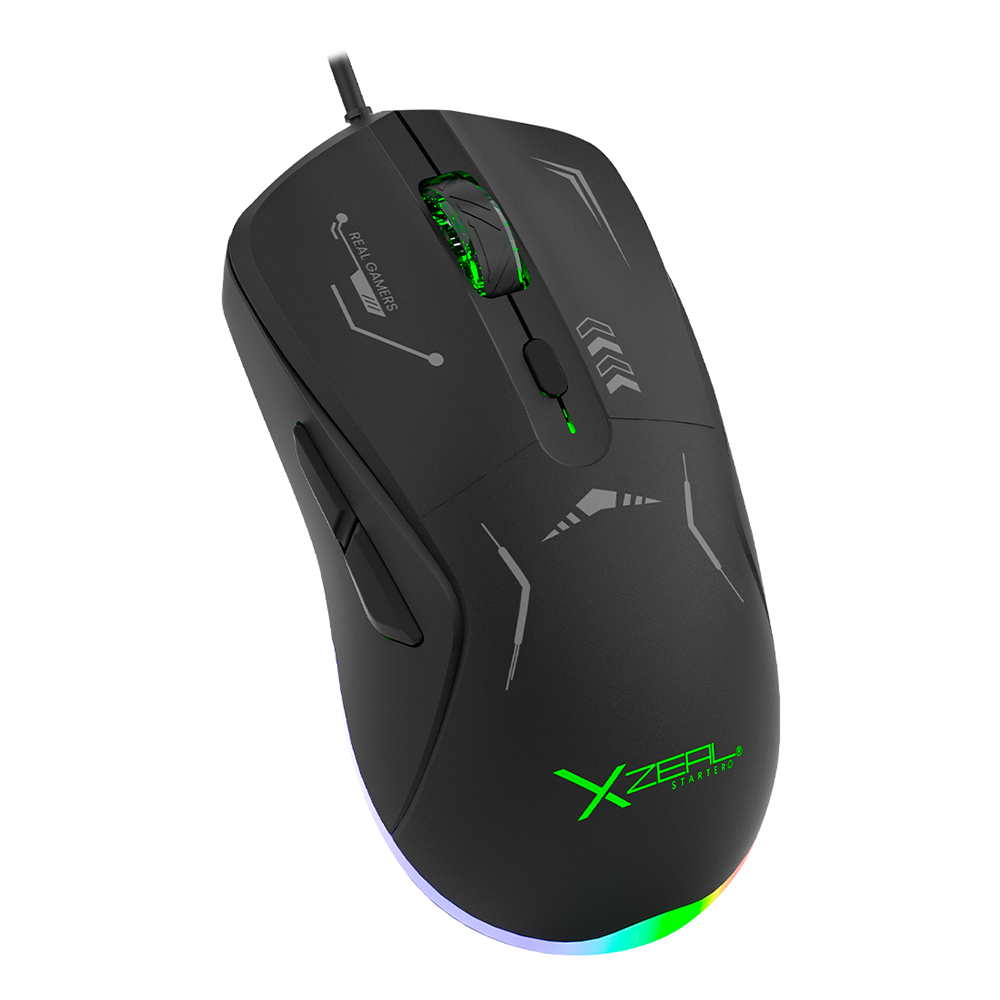 Mouse XZEAL XST-401, 6 Botones, RGB, 7200DPI, Negro.
