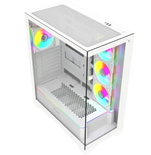 Gabinete Xzeal XZ160, Full Torre, E-ATX, Incluye 4 Ventiladores, Blanco.