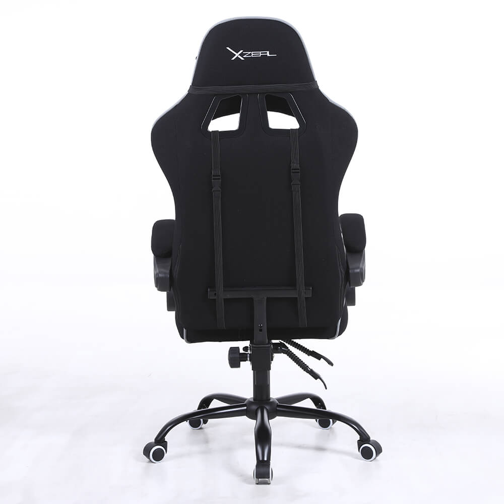 Silla Gamer Xzeal Tela, Reclinable 140°, Brazos Fijos, Hasta 115Kg, Negro/Gris