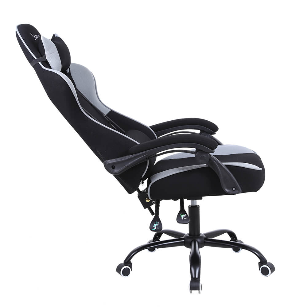 Silla Gamer Xzeal Tela, Reclinable 140°, Brazos Fijos, Hasta 115Kg, Negro/Gris