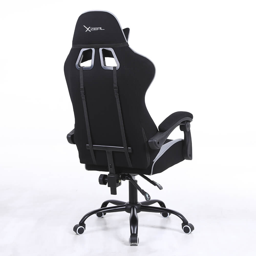 Silla Gamer Xzeal Tela, Reclinable 140°, Brazos Fijos, Hasta 115Kg, Negro/Gris