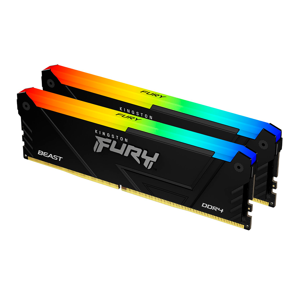 Kit Memoria RAM Kingston Fury Beast Black RGB DDR4- 3200MHz- 16GB - 2 x 8GB