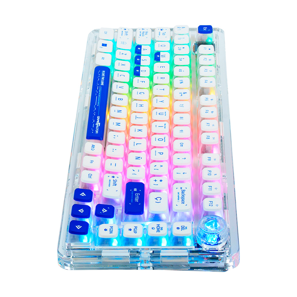 Teclado Gamer Mecanico Game Factor KBG800 RGB 60%- Switch Gray intercambiables- Inalambrico- Blanco (EspaÃÂñol)