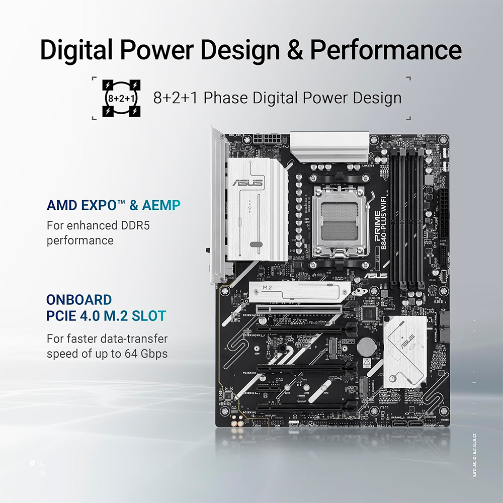 Placa Base ASUS PRIME B840-PLUS WIFI - AM5 - ATX - Compatible con DDR5