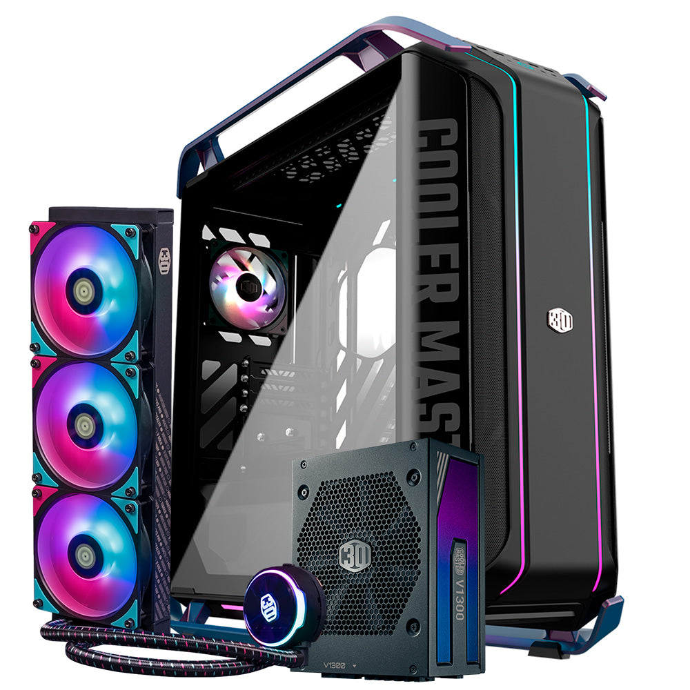 Gabinete Cooler C700M ARGB 30th Anniversary - E-ATX - Fuente V1300 Platinum 30th Anniversary - Enfriamiento Liquido MasterLiquid PL360 FLUX 30th Anniversary
