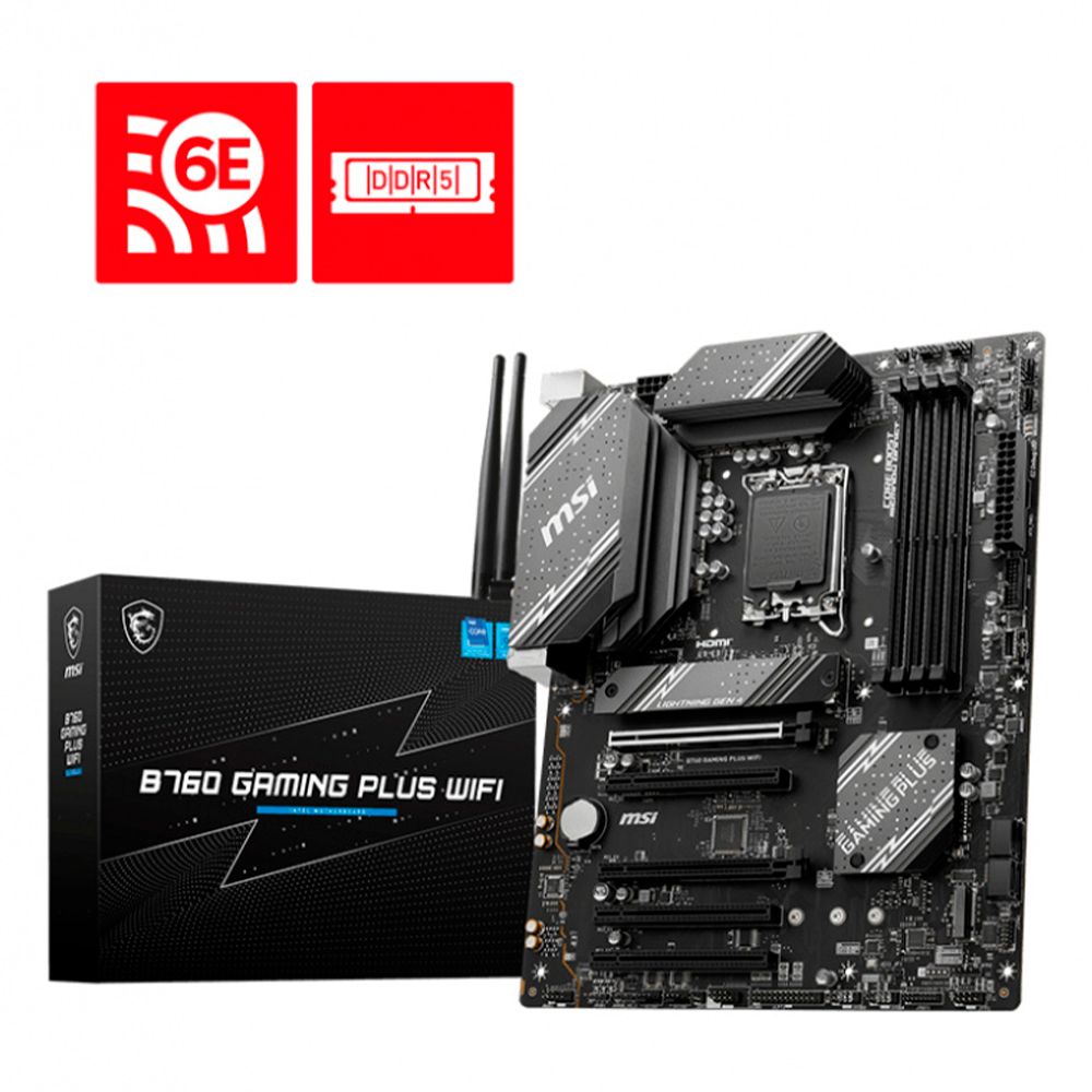 Tarjeta Madre MSI B760 Gaming Plus Wifi - LGA 1700 - ATX - Compatible con DDR5