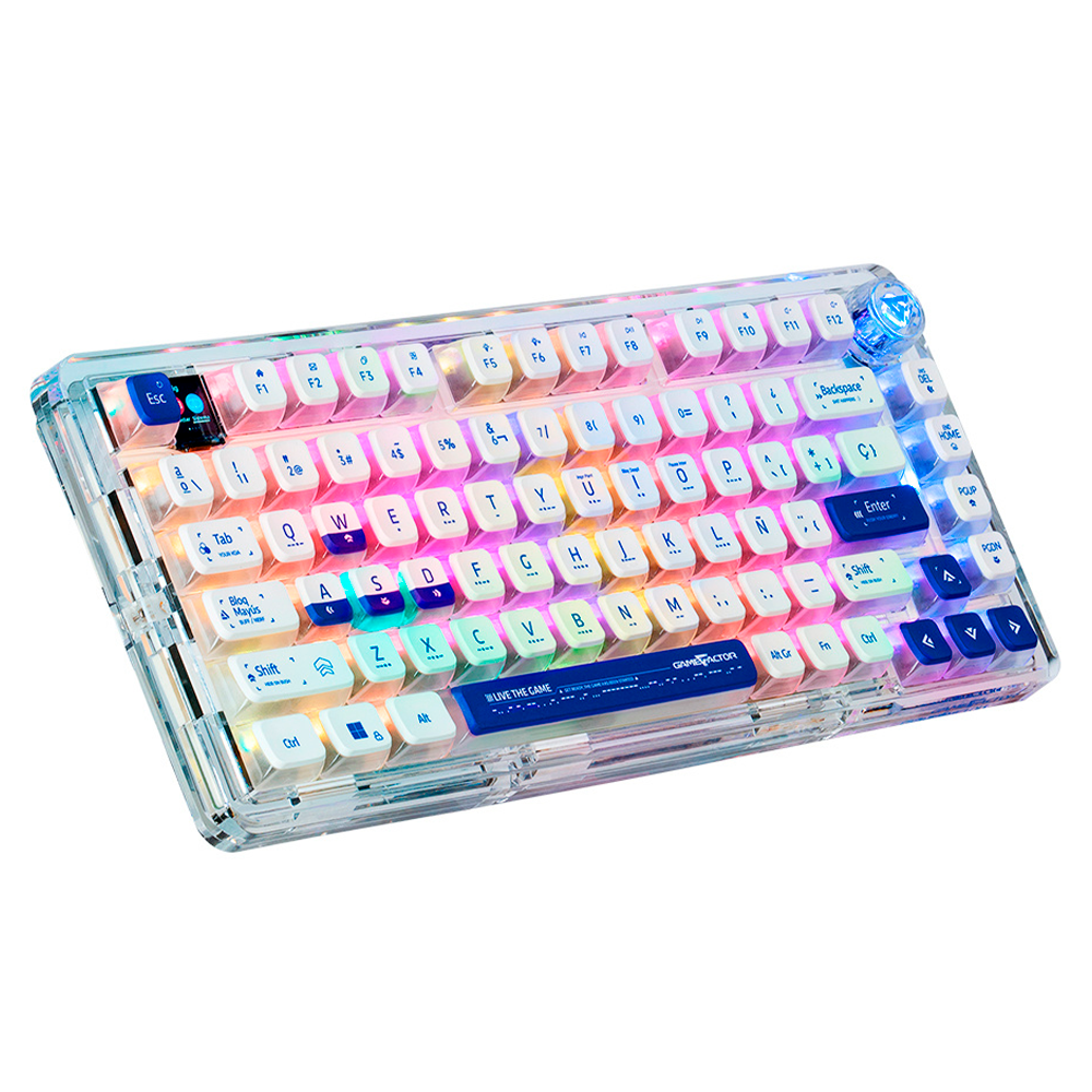Teclado Gamer Mecanico Game Factor KBG800 RGB 60%- Switch Gray intercambiables- Inalambrico- Blanco (EspaÃÂñol)