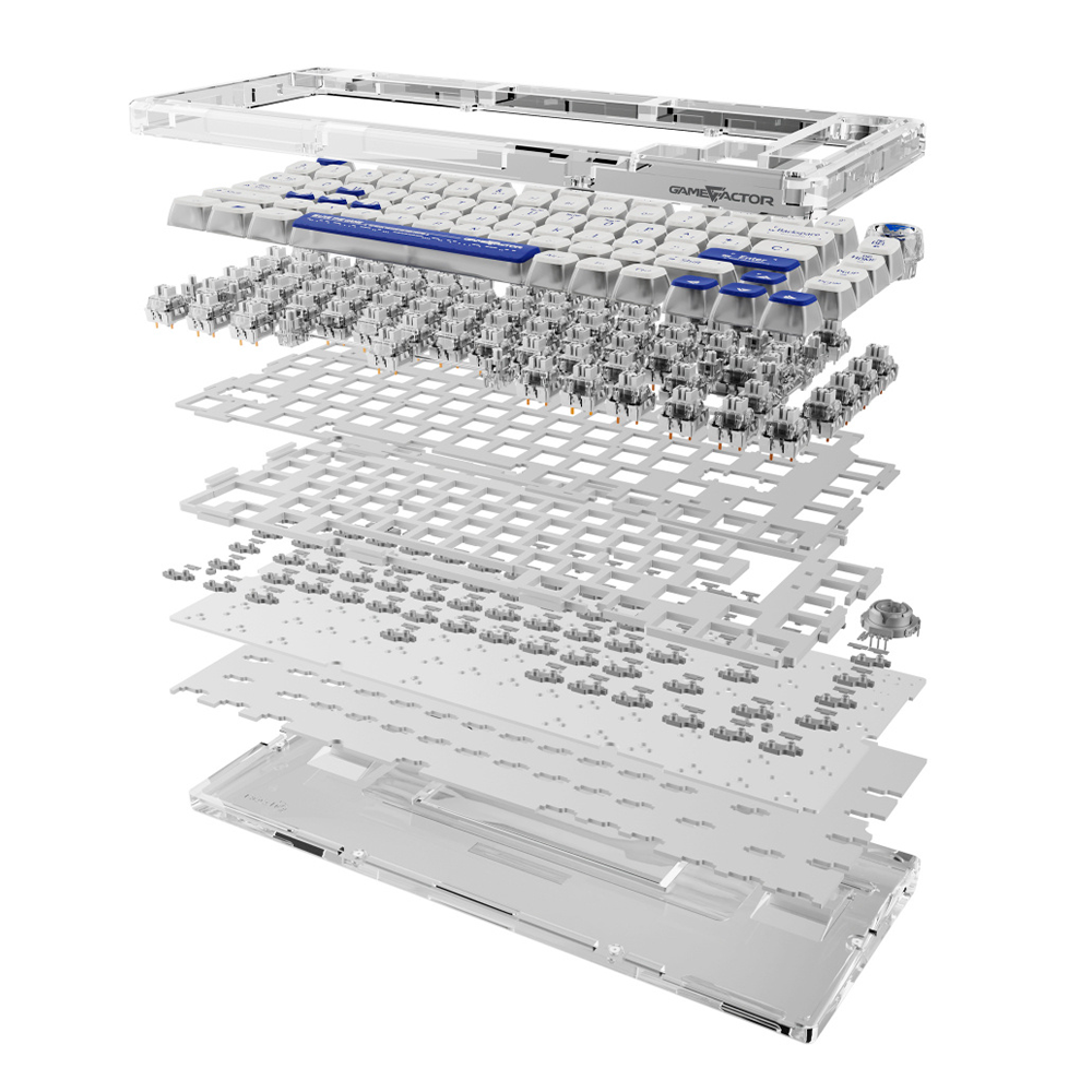 Teclado Gamer Mecanico Game Factor KBG800 RGB 60%- Switch Gray intercambiables- Inalambrico- Blanco (EspaÃÂñol)