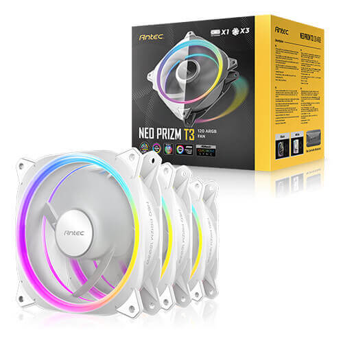 Kit De Ventiladores Antec NEO PRIZM T3 3x120mm ARGB - Blanco