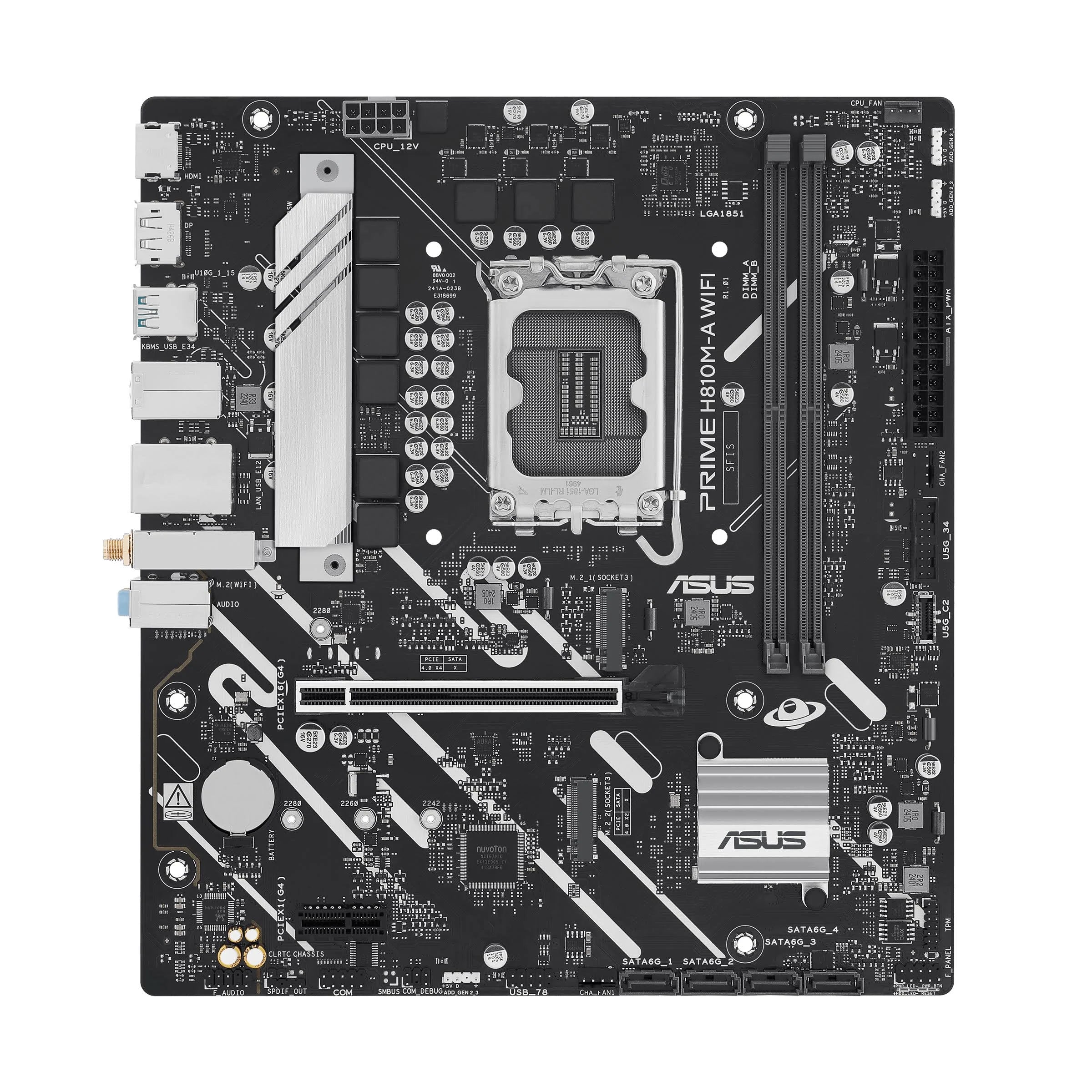 Tarjeta Madre ASUS PRIME H810M-A WIFI-CSM- LGA 1851- Micro ATX- Compatible con DDR5