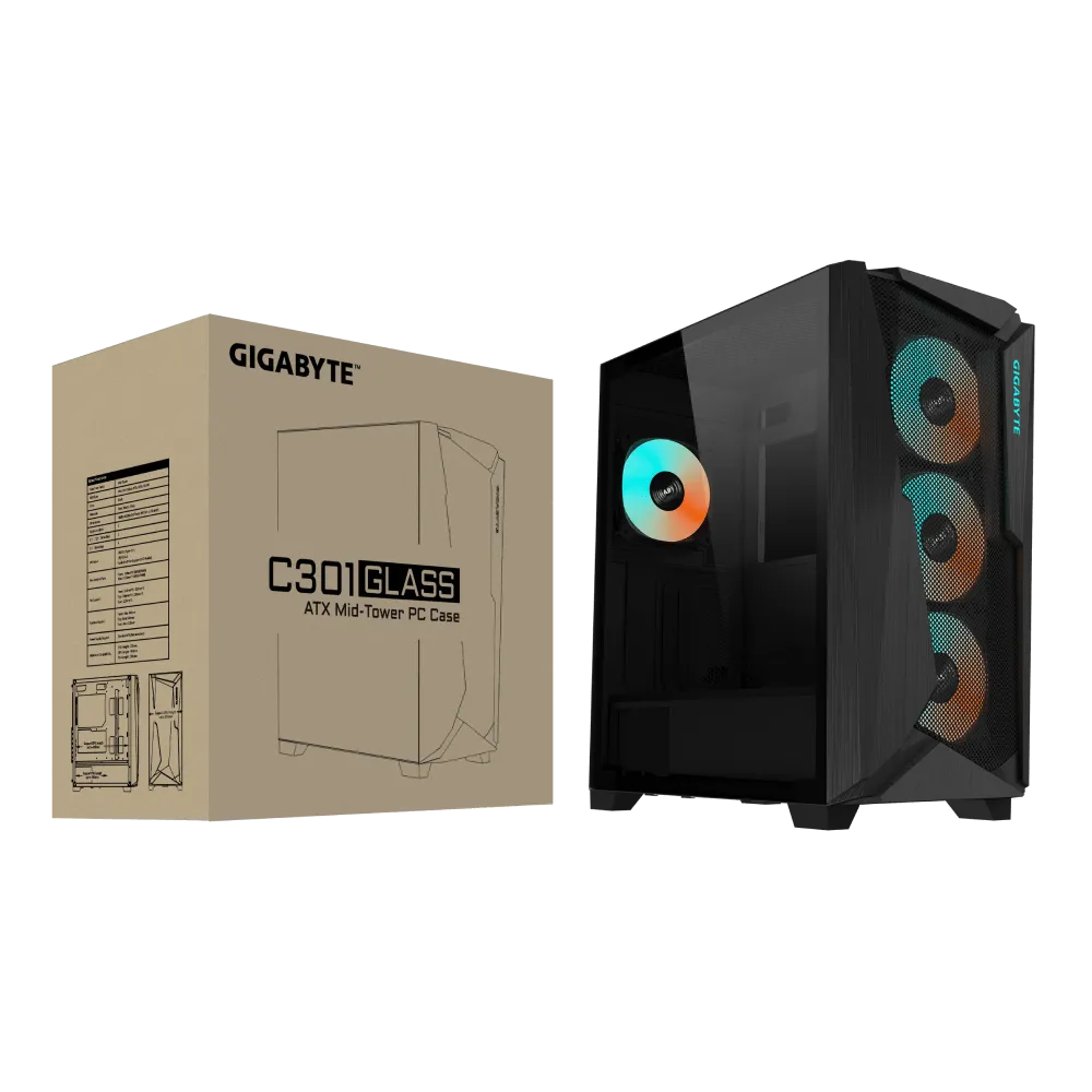 Gabinete GIGABYTE C301 GLASS Black - EATX