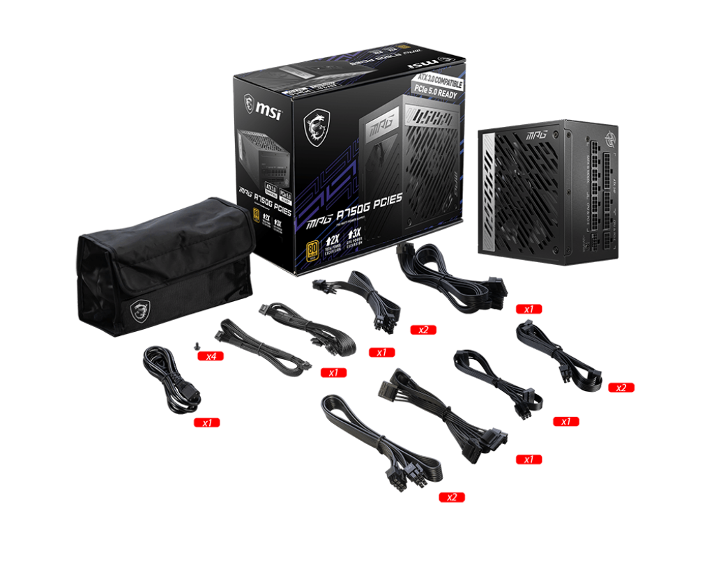 Fuente De Poder MSI A750G PCIE5 ATX 750W | PCI 580 Plus Gold | Negro