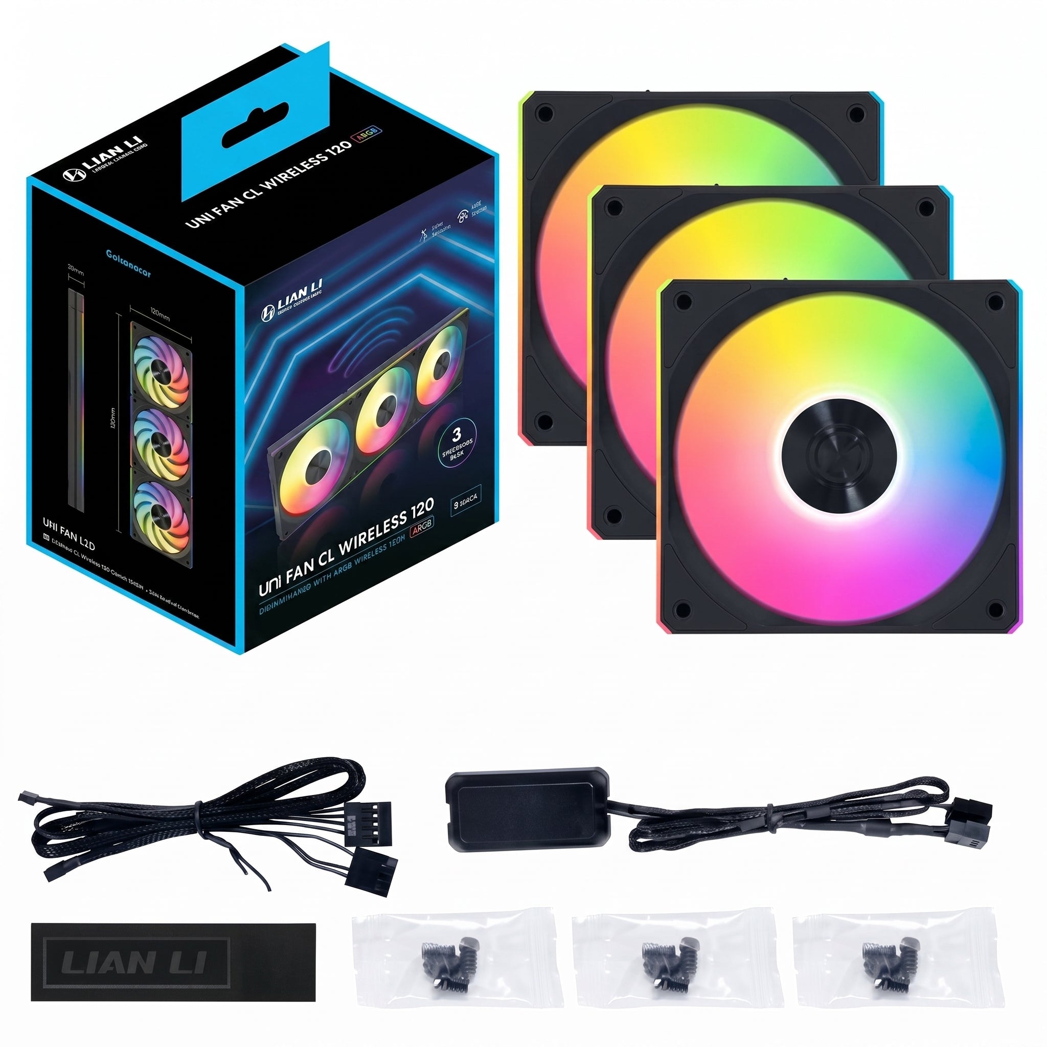 Kit de Ventiladores Lian Li Unifan Cl, Rgb, Wireless, 3x120mm, Negro.