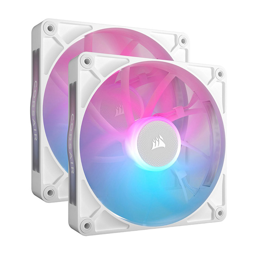 Ventilador Corsair iCUE LINK RX140 RGB, 140mm, 300 - 1700RPM, Negro - 2 Piezas - Blanco