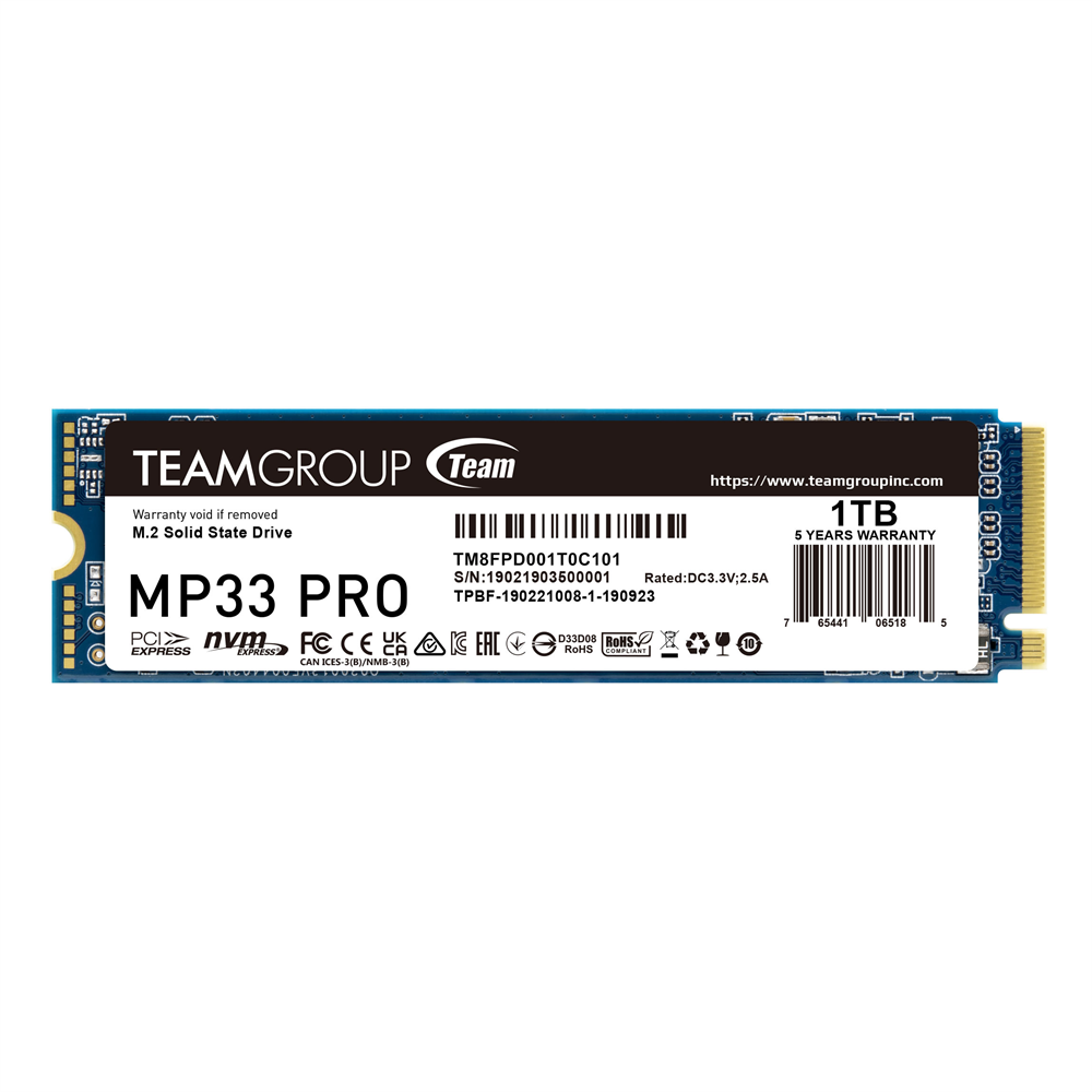 Unidad de estado Solido M.2 TEAMGROUP TEAM MP33 PRO 1TB NVME