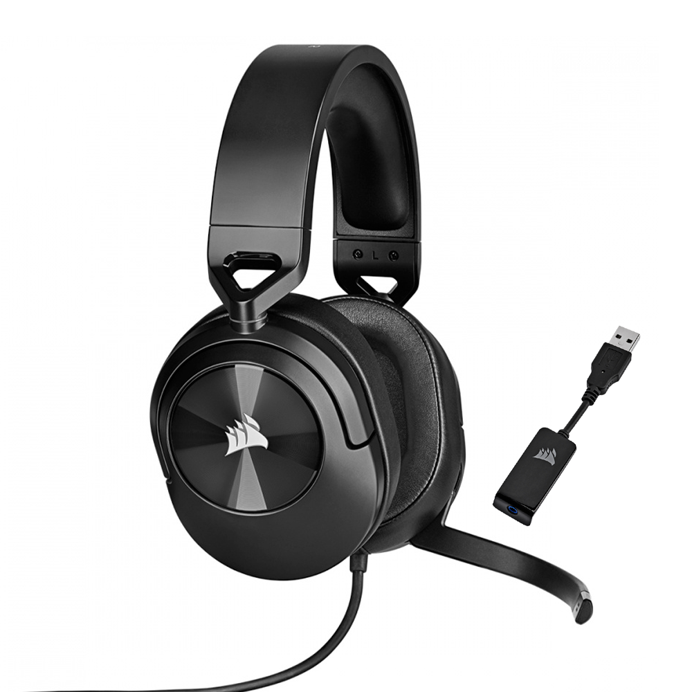 Corsair Audífonos Gamer HS55 SURROUND 7.1, Alámbrico, 1.8 Metros, 3.5mm/USB, Negro