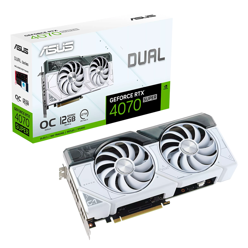 Tarjeta de Video ASUS Dual GeForce RTX 4070 SUPER OC White - 12GB