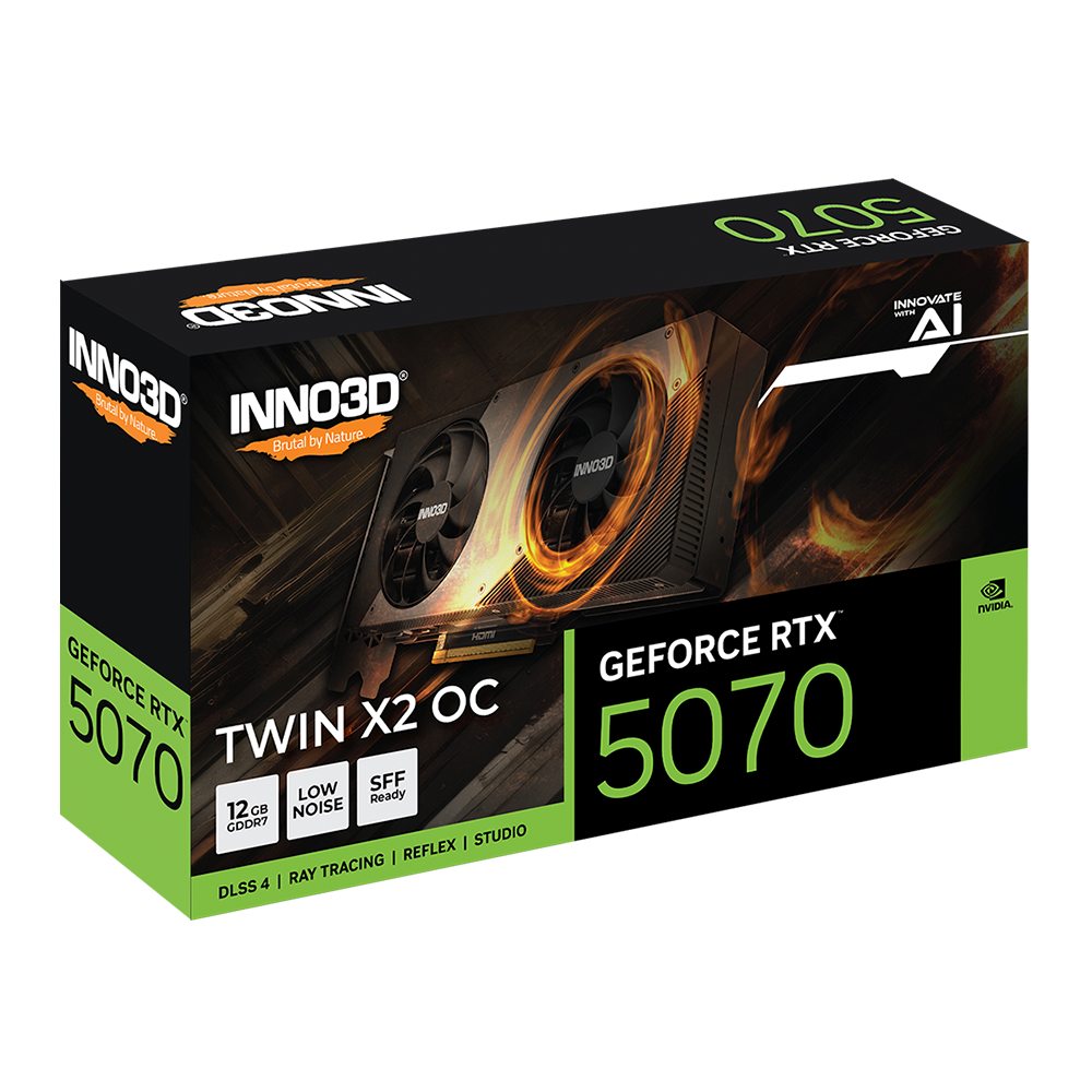 Tarjeta de Video Inno3D Nvidia GeForce RTX 5070 Twin X2 OC 12GB