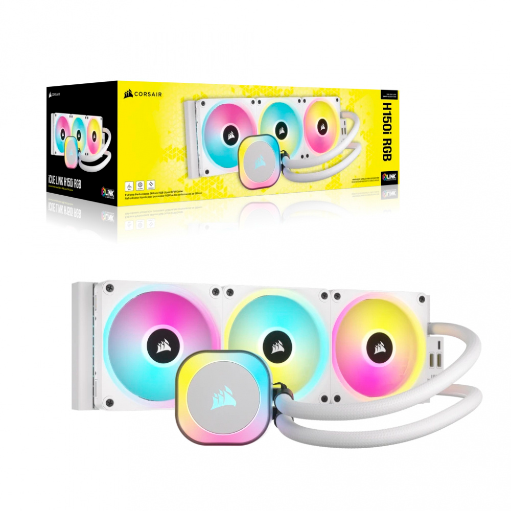 Enfriamiento Liquido AIO Corsair iCUE LINKH150I RGB 360MM BLANCO