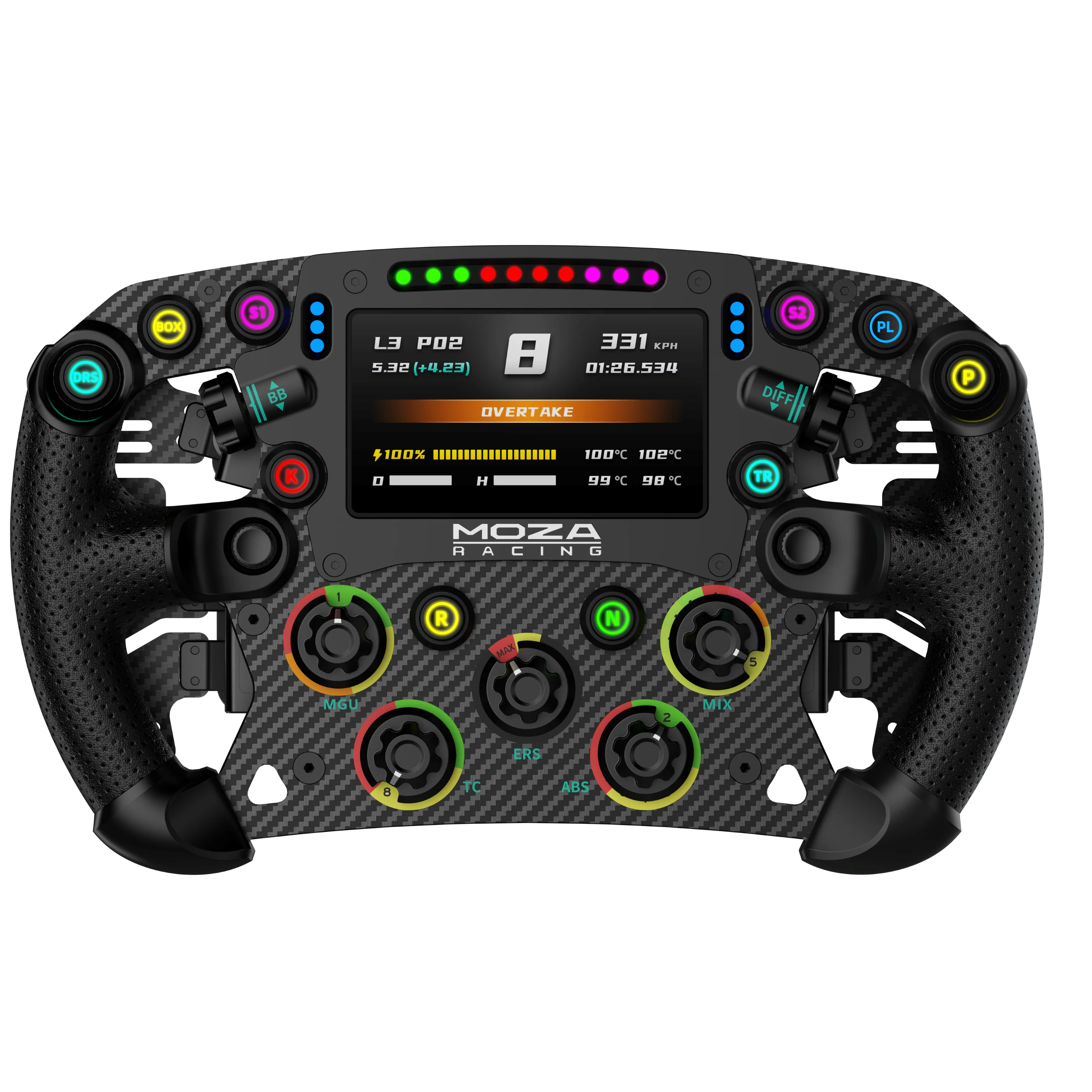 Moza FSR2 — Volante De Fórmula Con Pantalla Táctil, 6 Paletas Y Construcción Premium