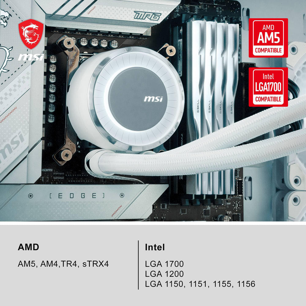 Enfriamiento Liquido AIO MSI Mag Core Liquid E360, 120mm ARGB - Blanco