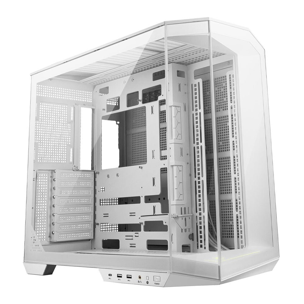 Gabinete MSI MAG PANO 100L PZ / WHITE con Ventana, Midi-Tower, ATX - Blanco (Sin Ventiladores)