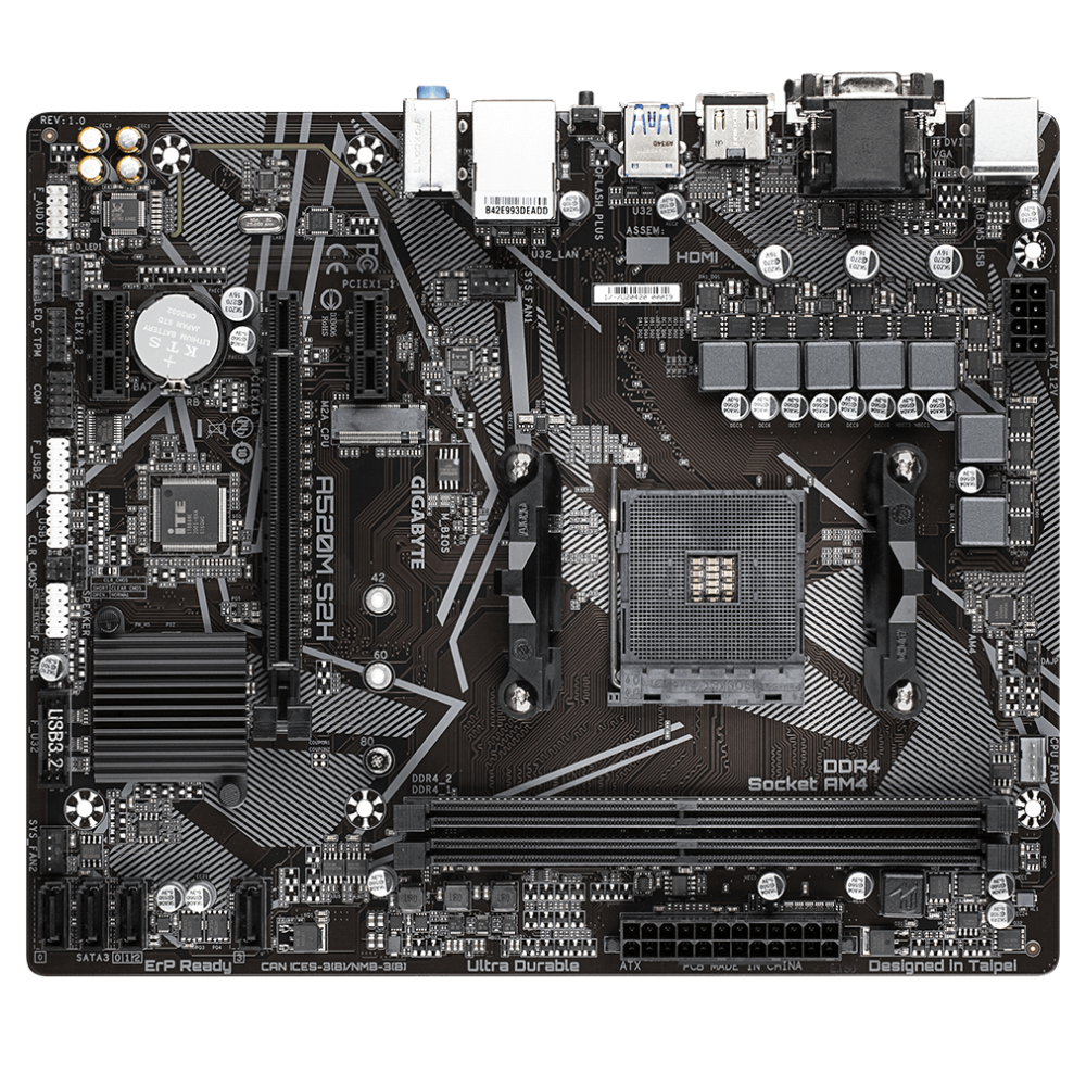 Tarjeta Madre Gigabyte A520M S2H | Micro-ATX, Socket AM4, AMD A520, 64GB DDR4, HDMI para AMD