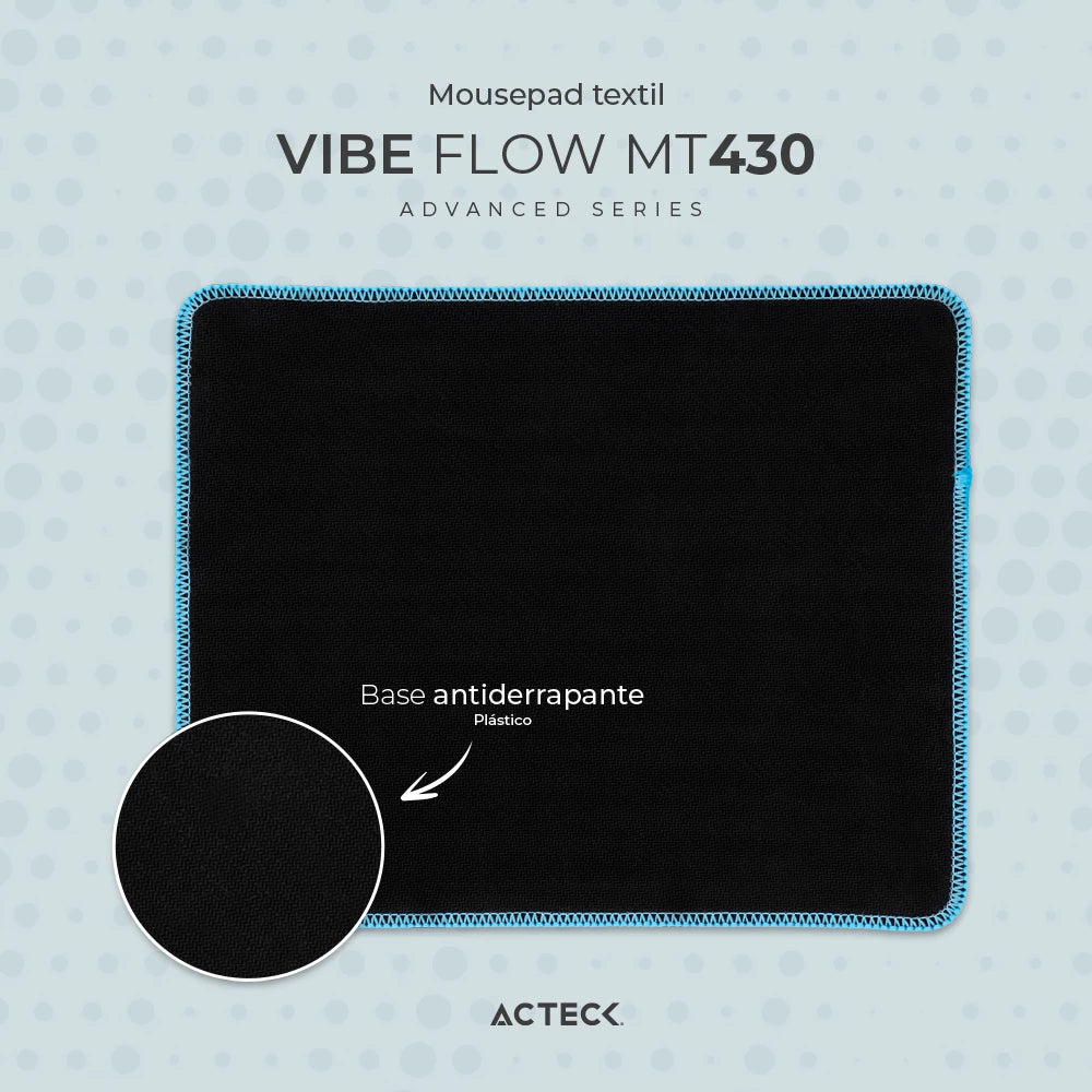 Mouse Pad Acteck Vibe Flow MT430 | Antideslizante | Azul Claro