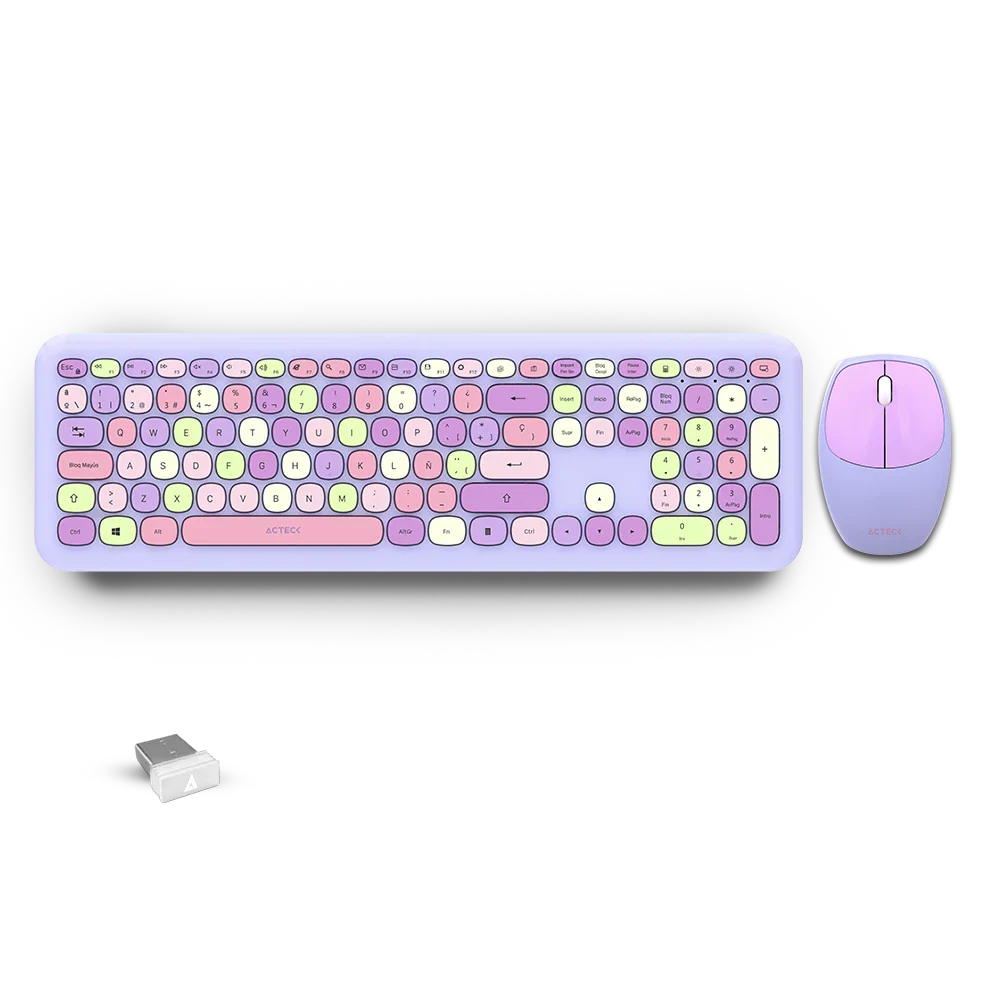 Kit Teclado Y Mouse Acteck Creator Chic MK475 | Inalámbrico | Morado