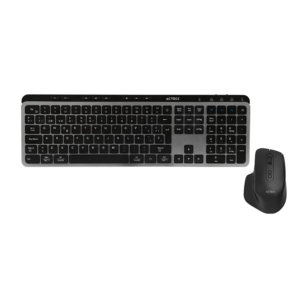 Kit Teclado Y Mouse Inalambrico Acteck Creator Krea Mk755 Negro-Gris