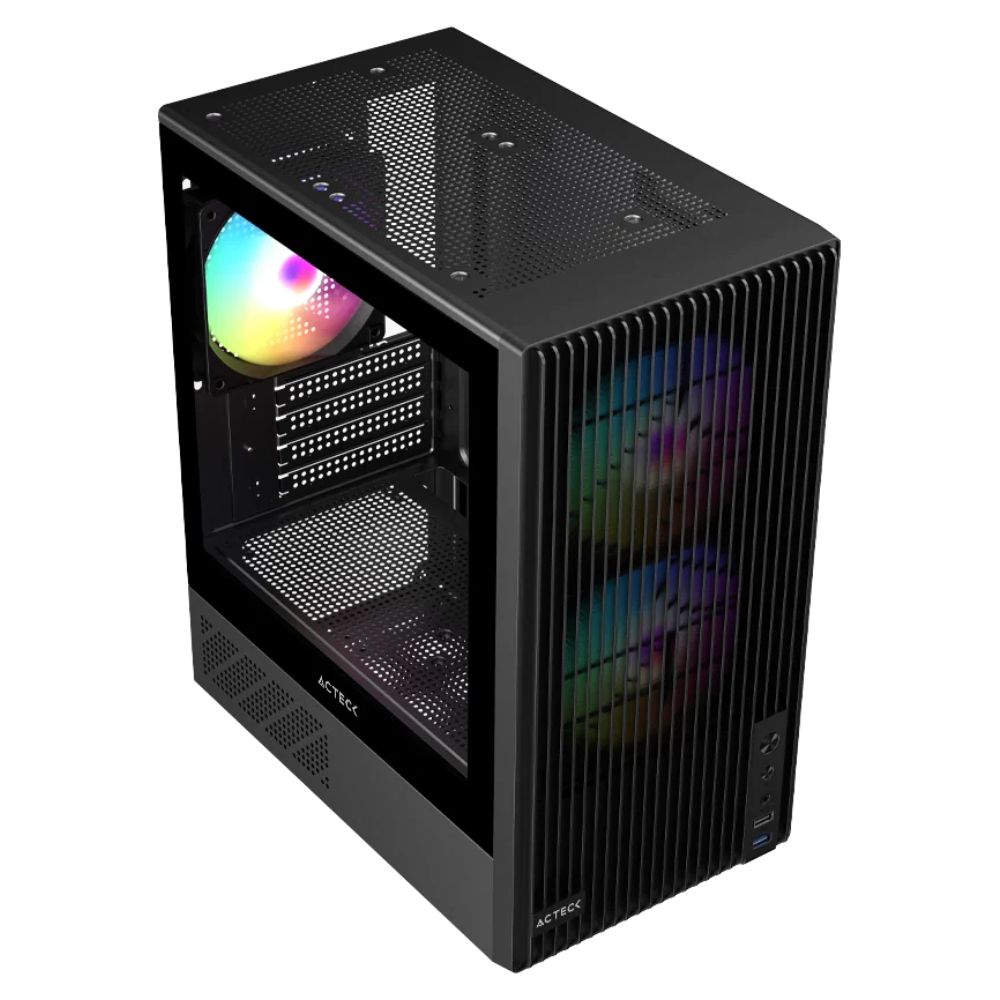 Gabinete Acteck Zyron GC606, Micro-ATX, Incluye 3 ventiladores 120 mm, Negro