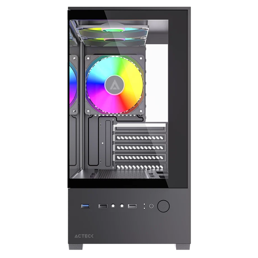 Gabinete Acteck Panorak GC600, Incluye 3 ventiladores, Negro