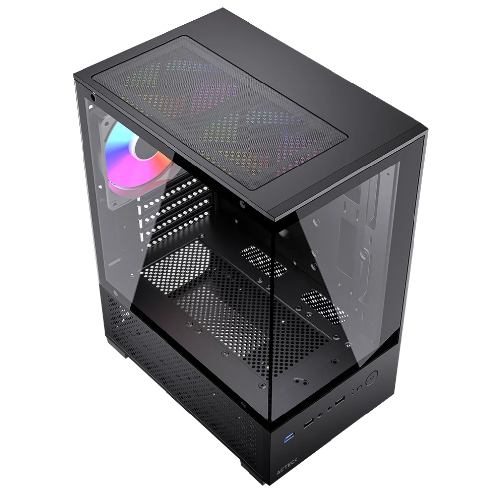 Gabinete Acteck Panorak GC600, Incluye 3 ventiladores, Negro