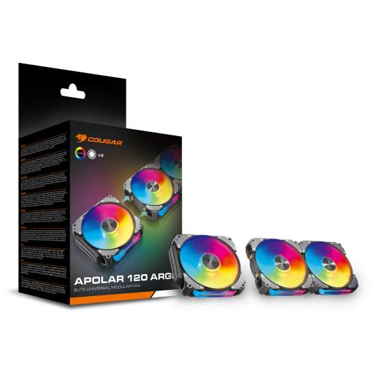 Kit de Ventiladores Cougar Apolar 120 RGB - Negro