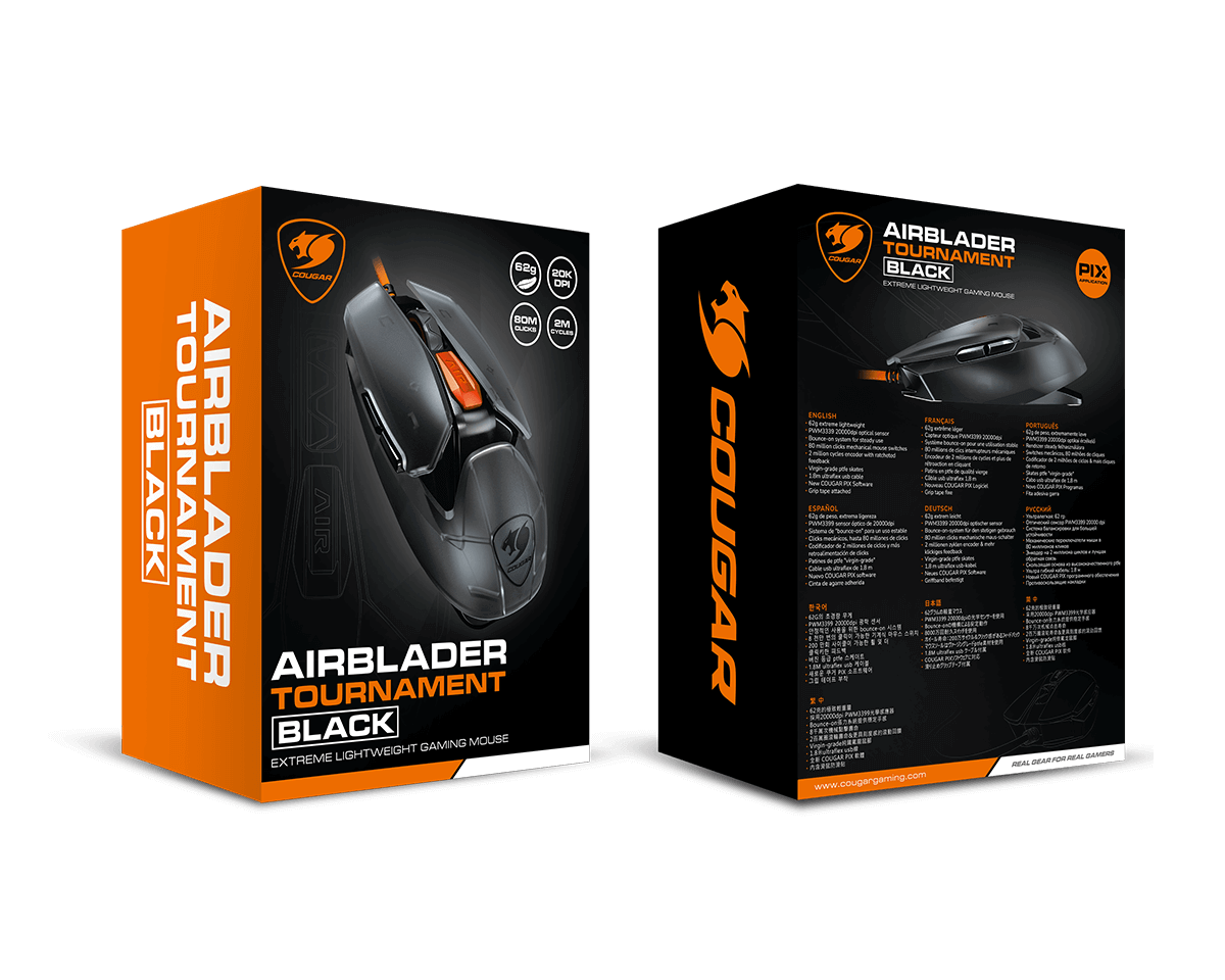 Mouse Cougar Air Tournament - USB - Negro