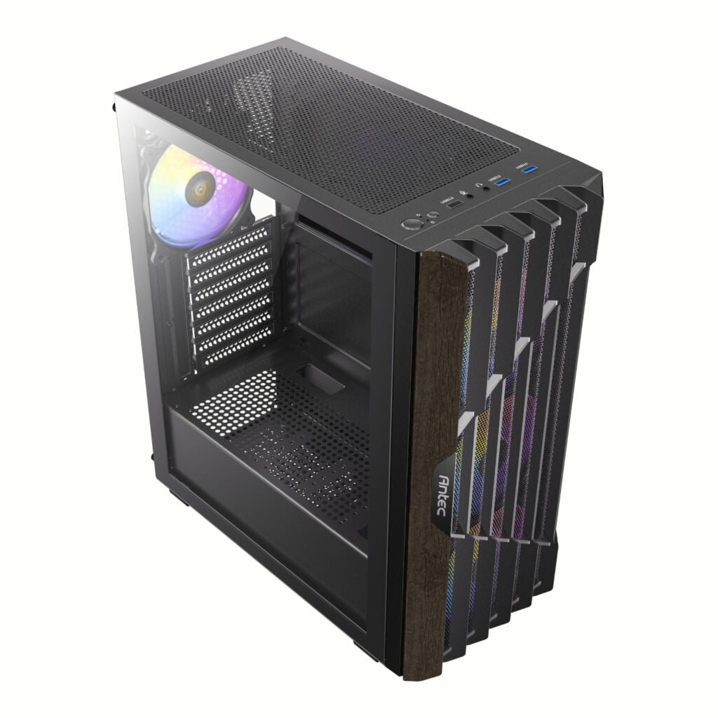 Gabinete Anteck AX63 Wood ARGB- ATX- Negro