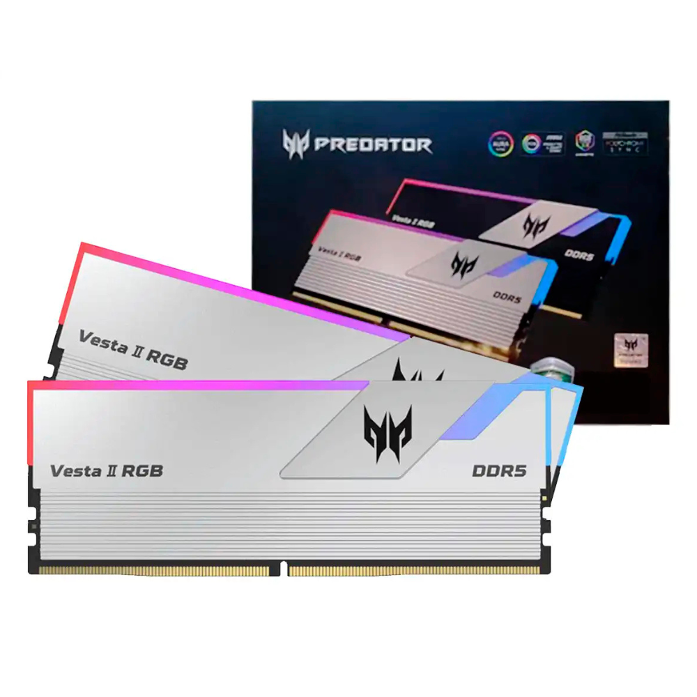 Kit de Memoria RAM ACER VESTA II DDR5, 6000MHz, 32GB (2x16GB), CL32, Plata