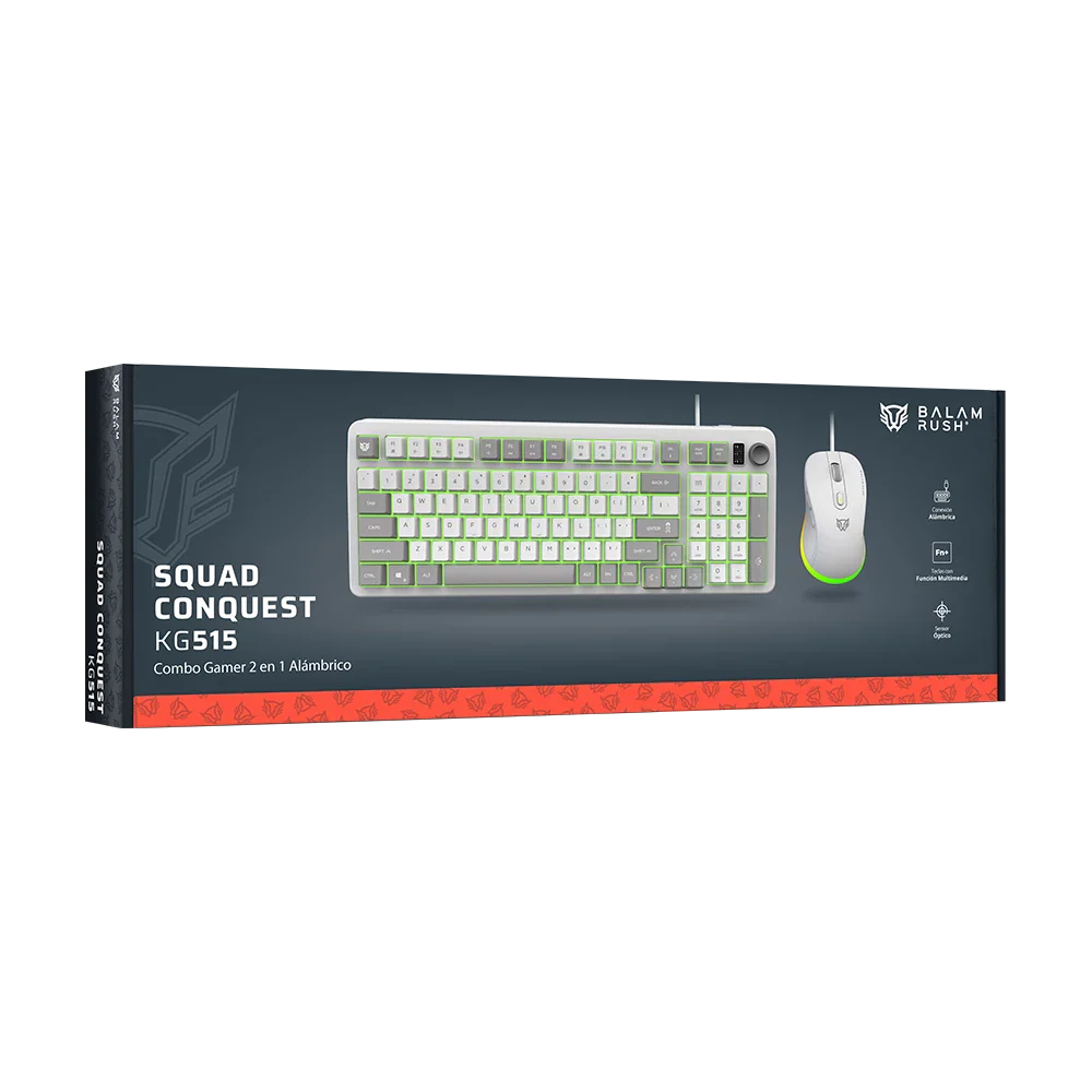 Kit Teclado Y Mouse Balam Rush Squad Conquest KG515 Alámbrico | Blanco