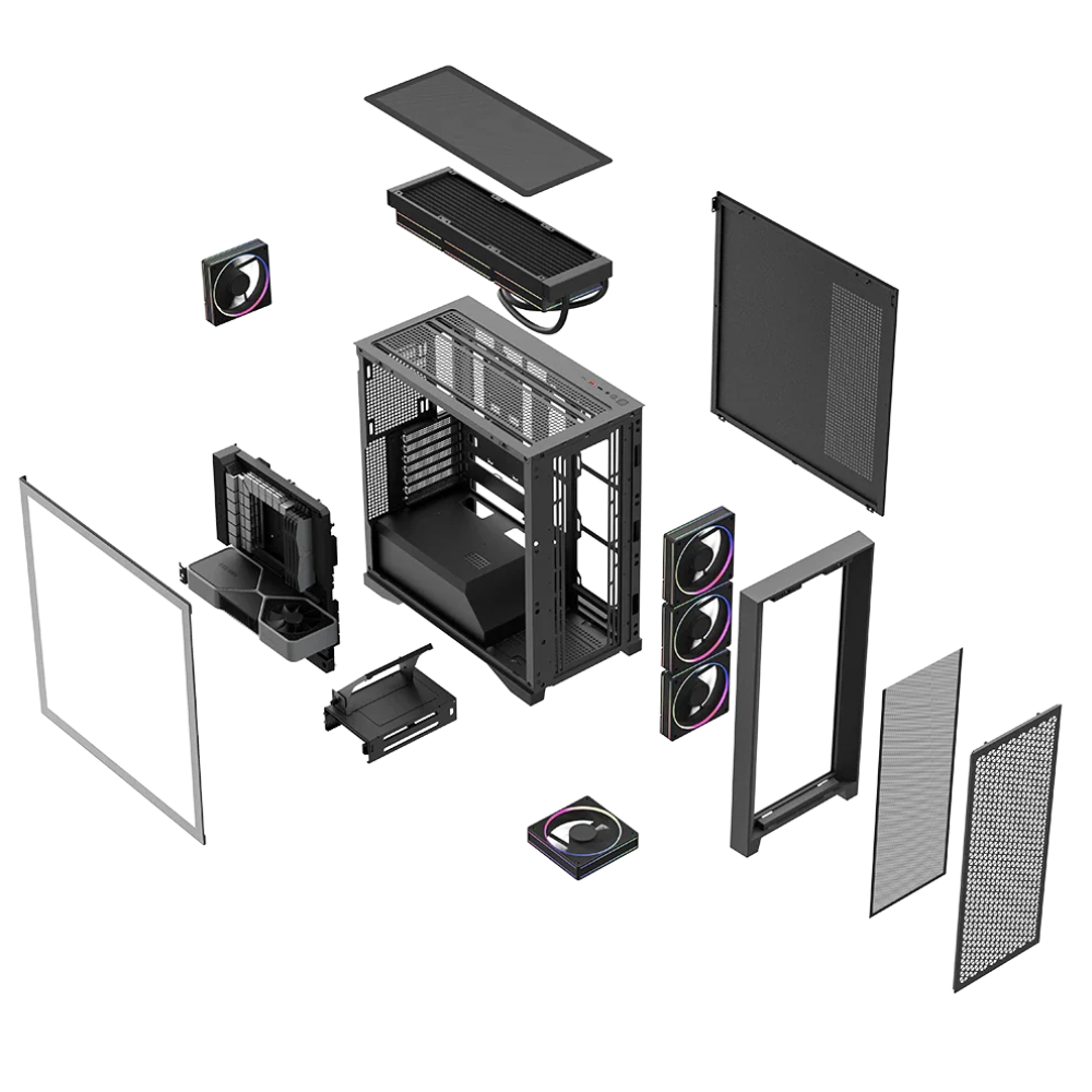Gabinete Balam Rush Carbono Polar Twin Mate 9900, ATX, Incluye 5 ventiladores, Negro.