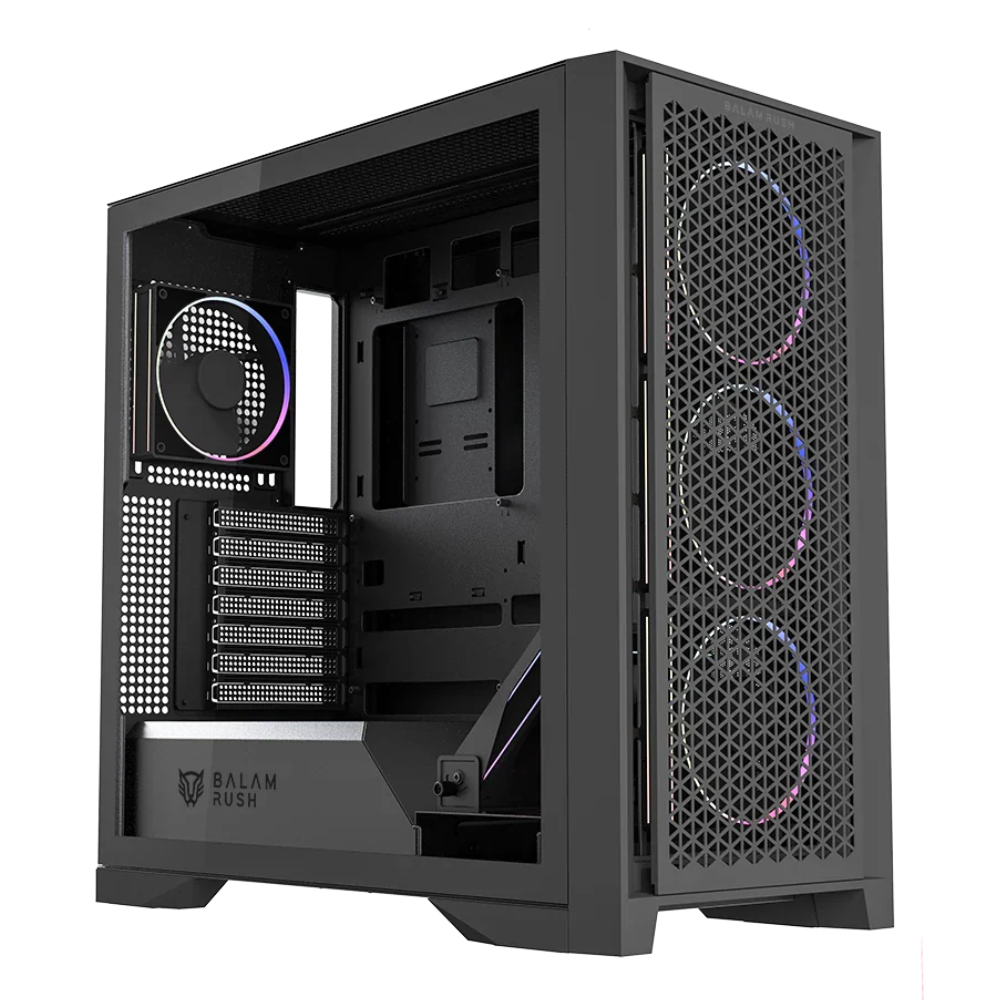 Gabinete Balam Rush Carbono Polar Twin Mate 9900, ATX, Incluye 5 ventiladores, Negro.
