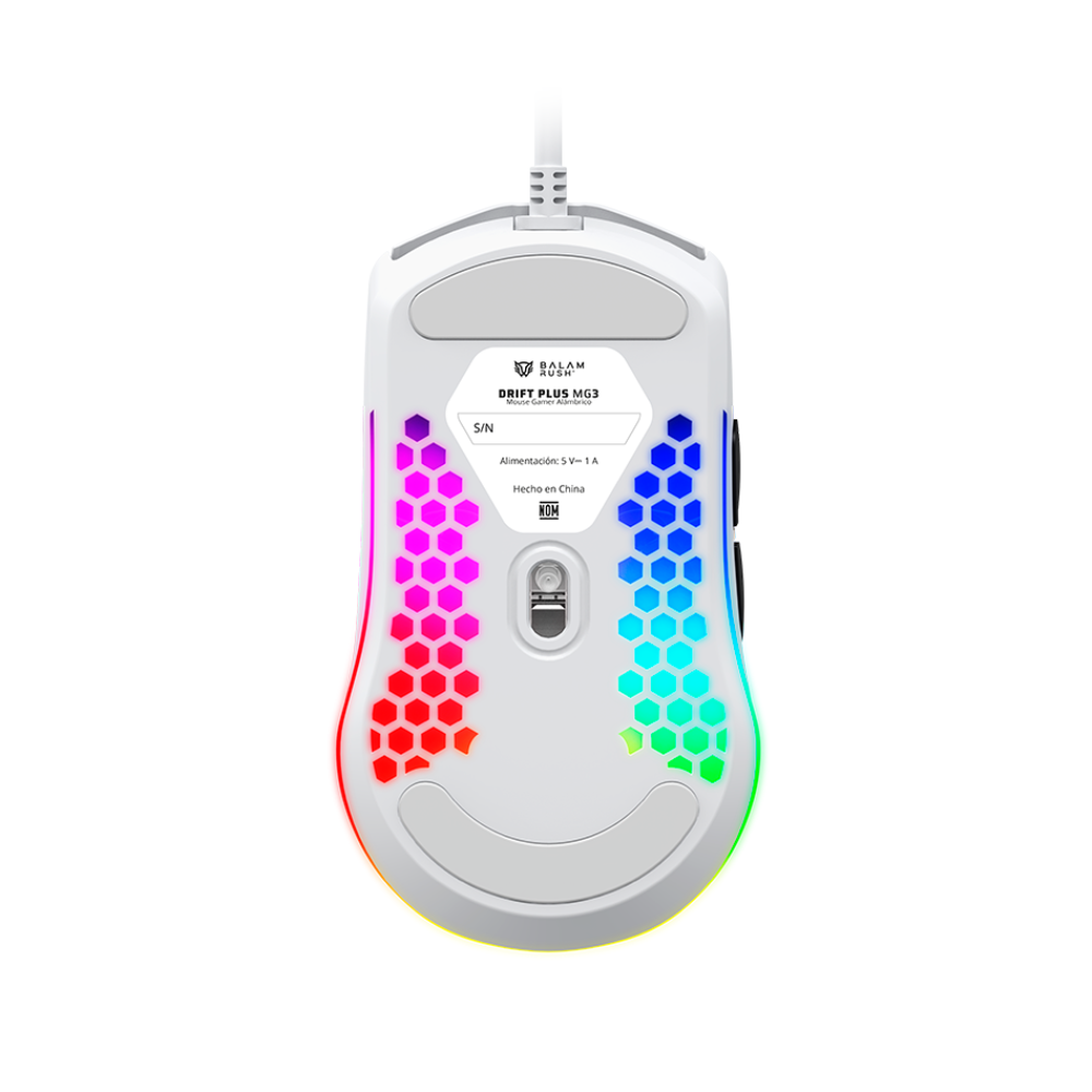 Mouse Gamer Ergonómico Balam Rush Drift Plus MG3, 7.200DPI, Blanco.